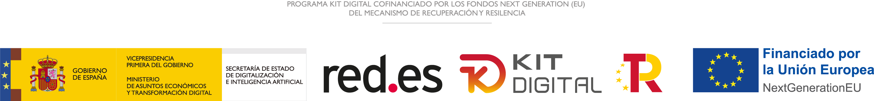 Logo oficial de los fondos “Next Generation EU” y logos oficiales del programa Kit Digital